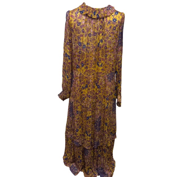 Anthropologie The Marais Printed Chiffon Maxi Floral Dress Long Sleeve Large - Picture 3 of 9
